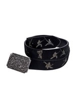 Character Horsehair Carving Double Dragon Metal Buckle Belt